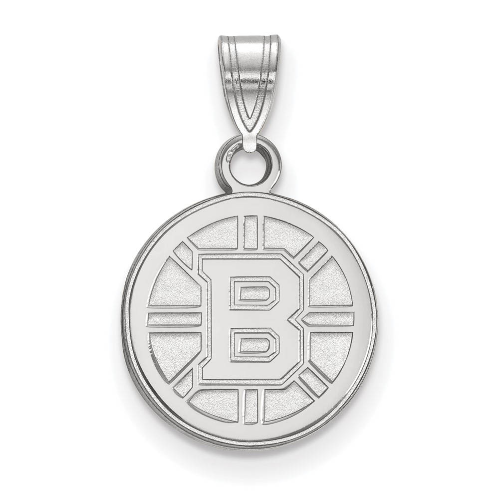14k White Gold NHL Boston Bruins Disc Pendant