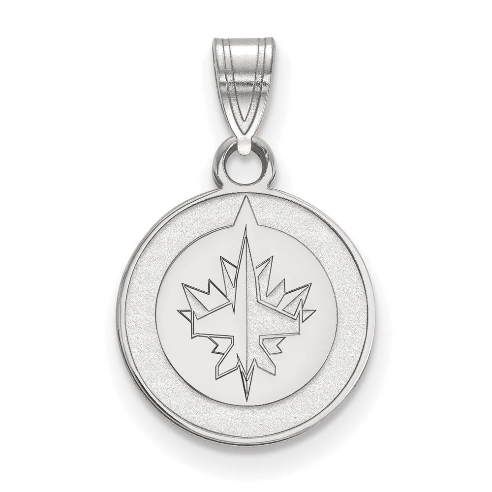 14k White Gold NHL Winnipeg Jets Disc Pendant