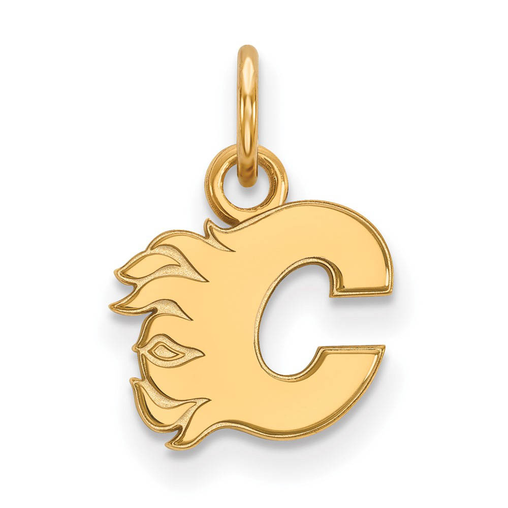 SS 14k Yellow Gold Plated NHL Calgary Flames (Tiny) Charm