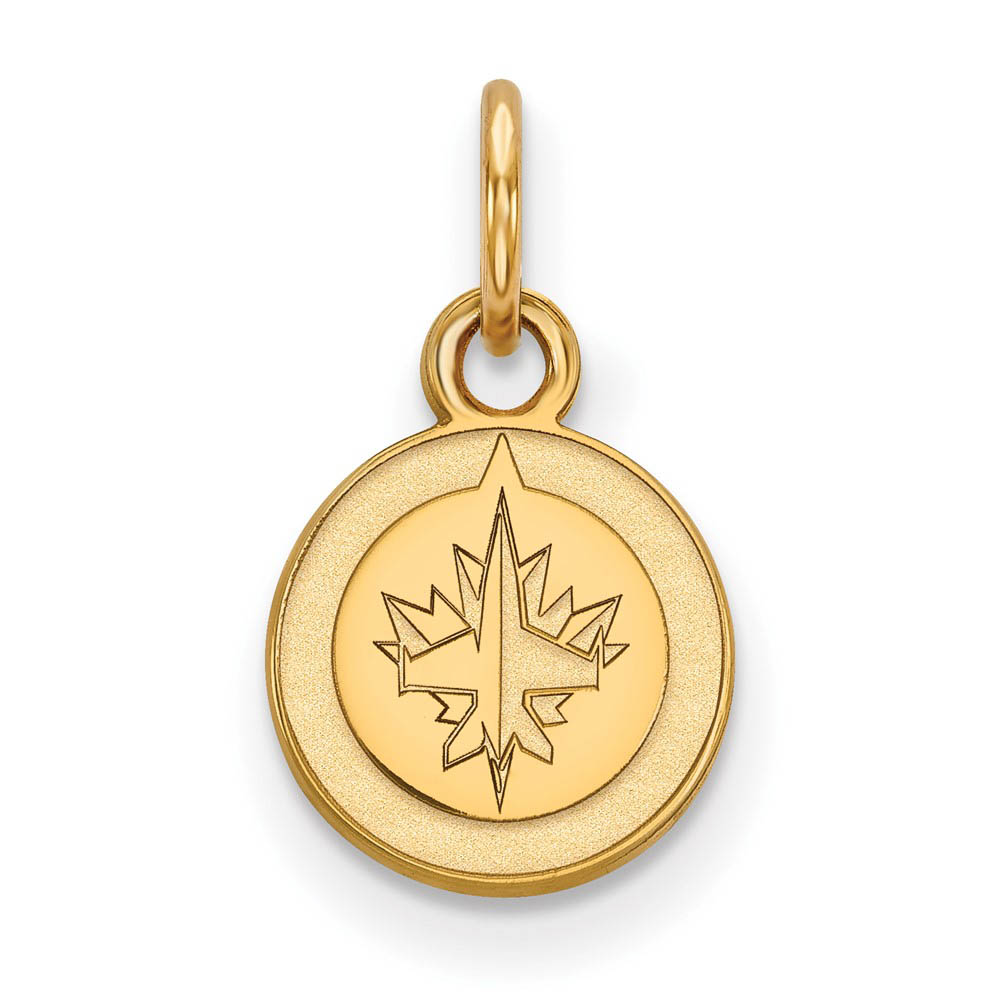 SS 14k Yellow Gold Plated NHL Winnipeg Jets (Tiny) Disc Charm