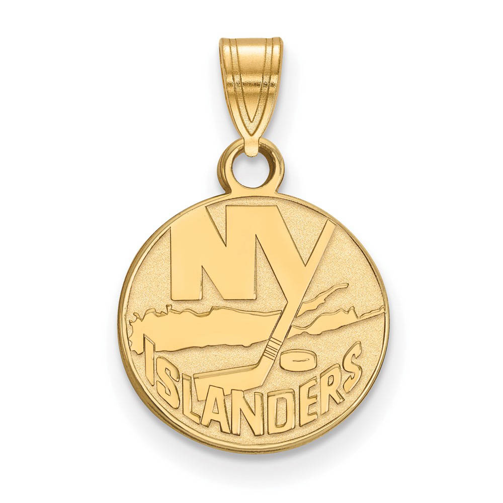 SS 14k Yellow Gold Plated NHL New York Islanders Disc Pendant