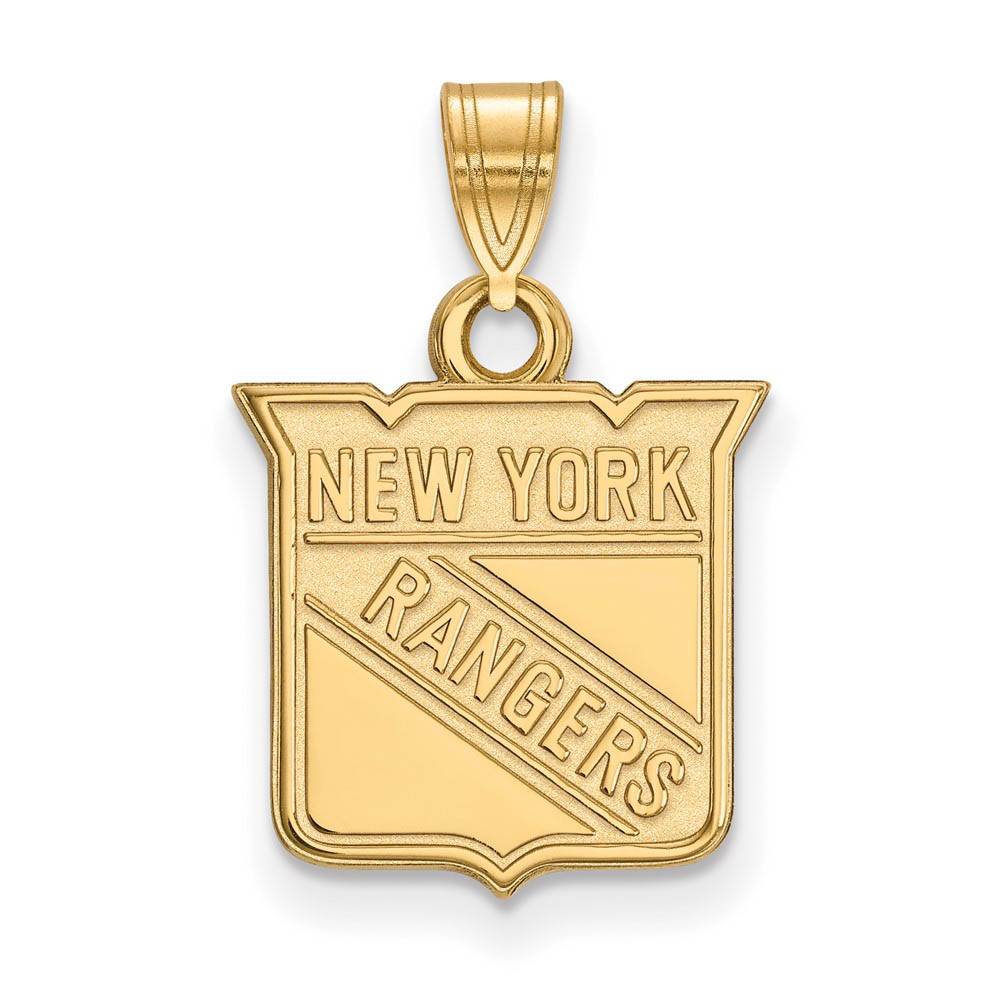 SS 14k Yellow Gold Plated NHL New York Rangers Pendant