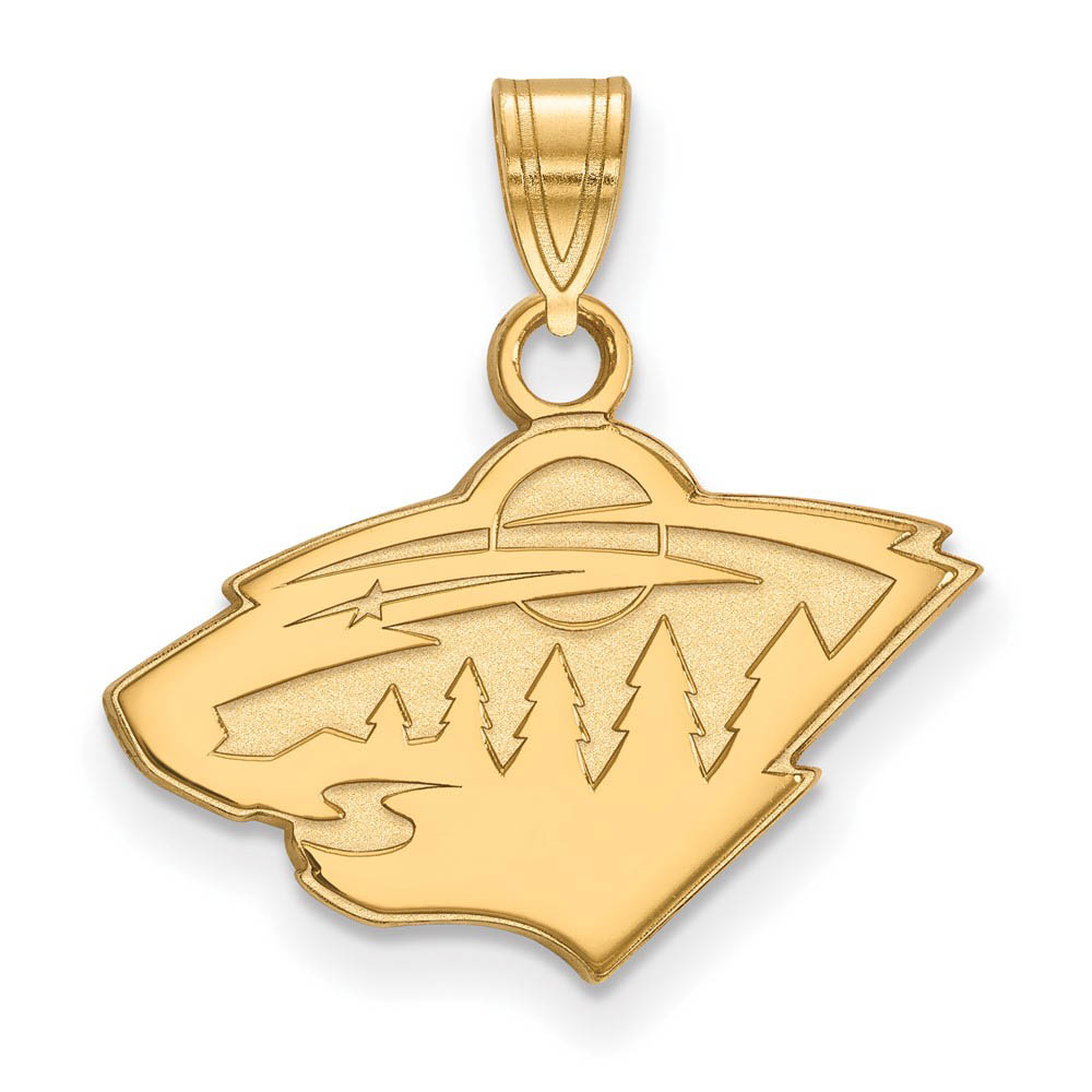 SS 14k Yellow Gold Plated NHL Minnesota Wild Pendant