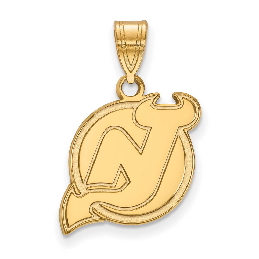 SS 14k Yellow Gold Plated NHL New Jersey Devils Pendant