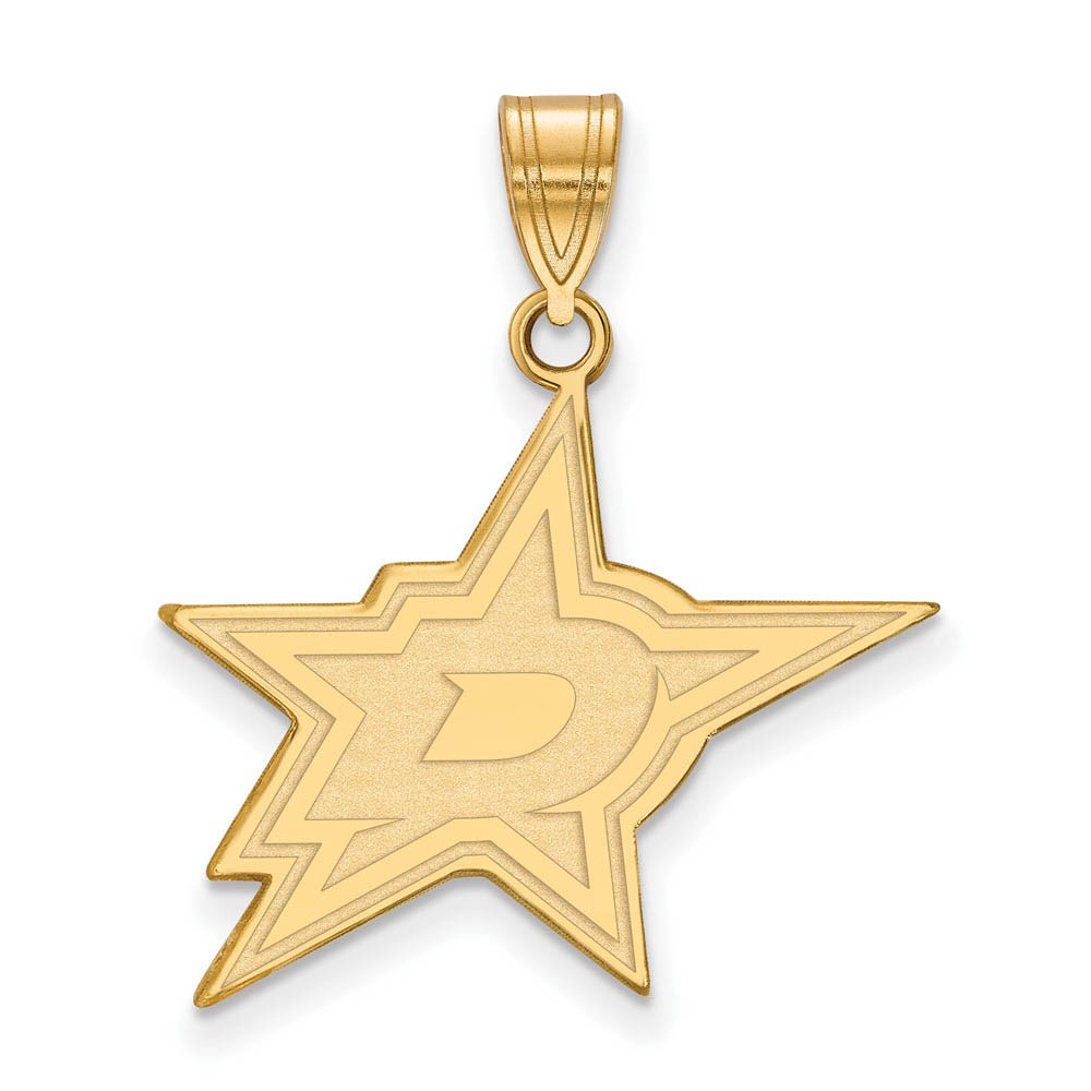 Sterling Silver 14k Yellow Gold Plated NHL Dallas Stars Pendant