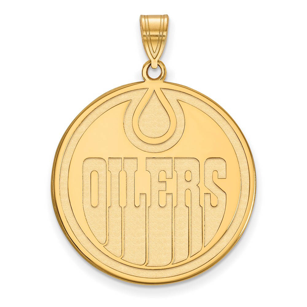 SS 14k Yellow Gold Plated NHL Edmonton Oilers Disc Pendant