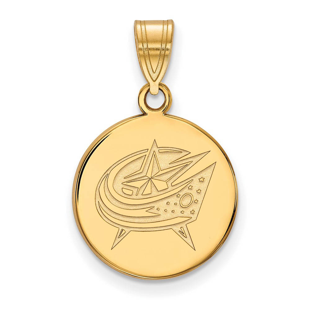 SS 14k Yellow Gold Plated NHL Columbus Blue Jackets MD Disc Pendant