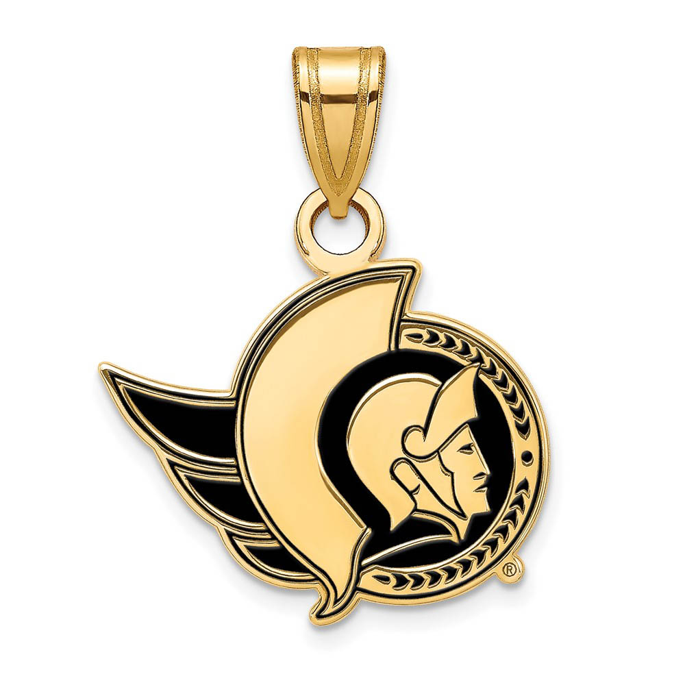 SS 14k Yellow Gold Plated NHL Ottawa Senators SM Enamel Pendant