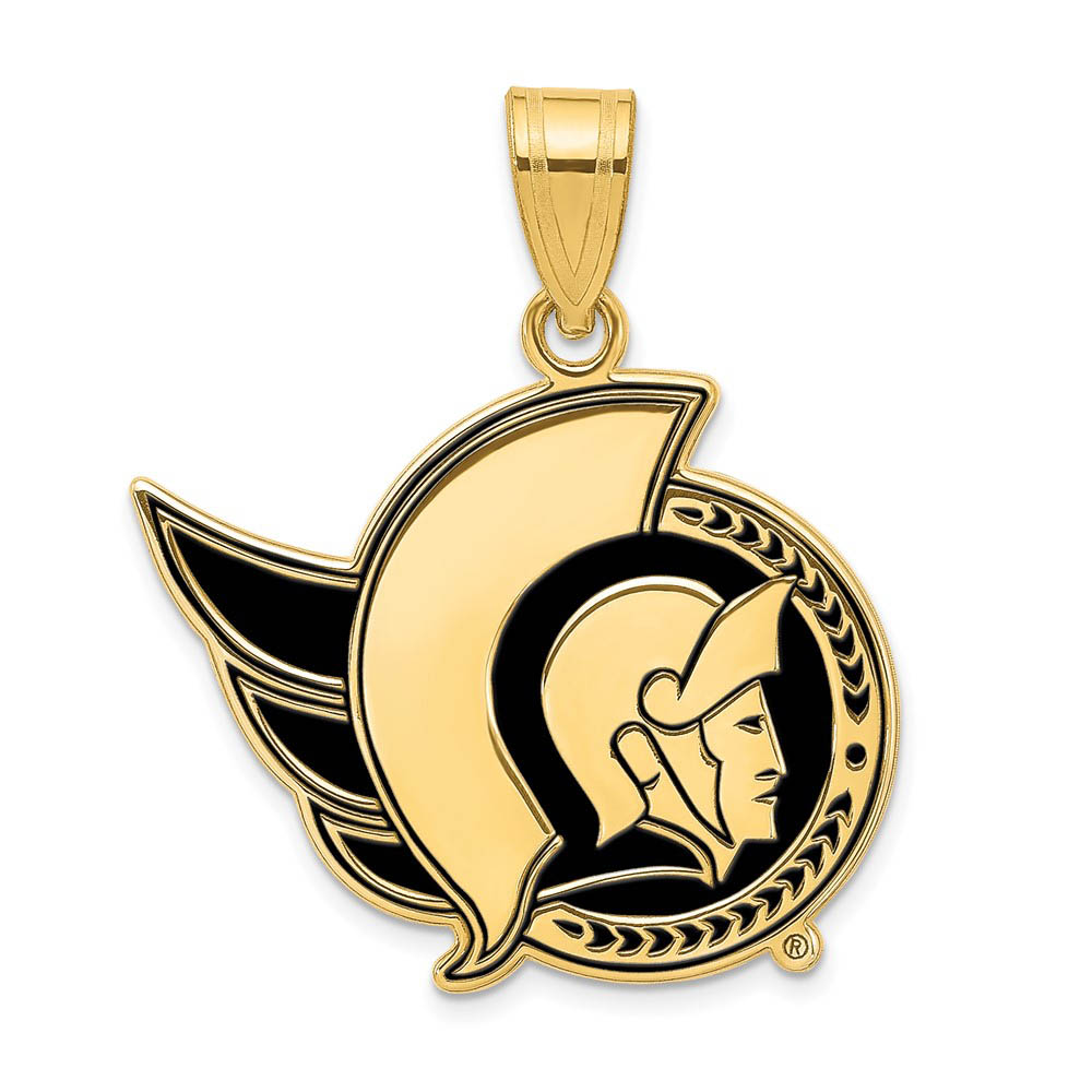 SS 14k Yellow Gold Plated NHL Ottawa Senators LG Enamel Pendant