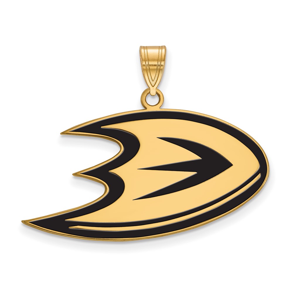 SS 14k Yellow Gold Plated NHL Anaheim Ducks LG Enamel Pendant