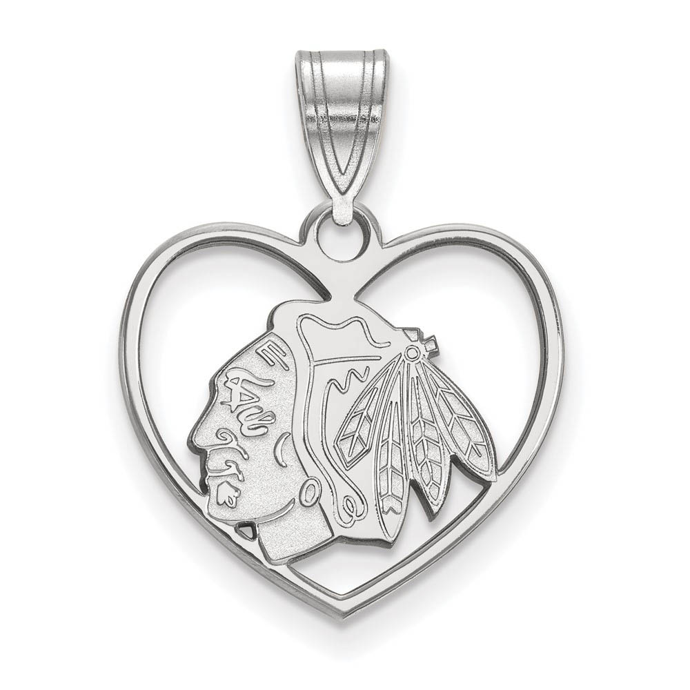 Sterling Silver NHL Chicago Blackhawks Heart Pendant
