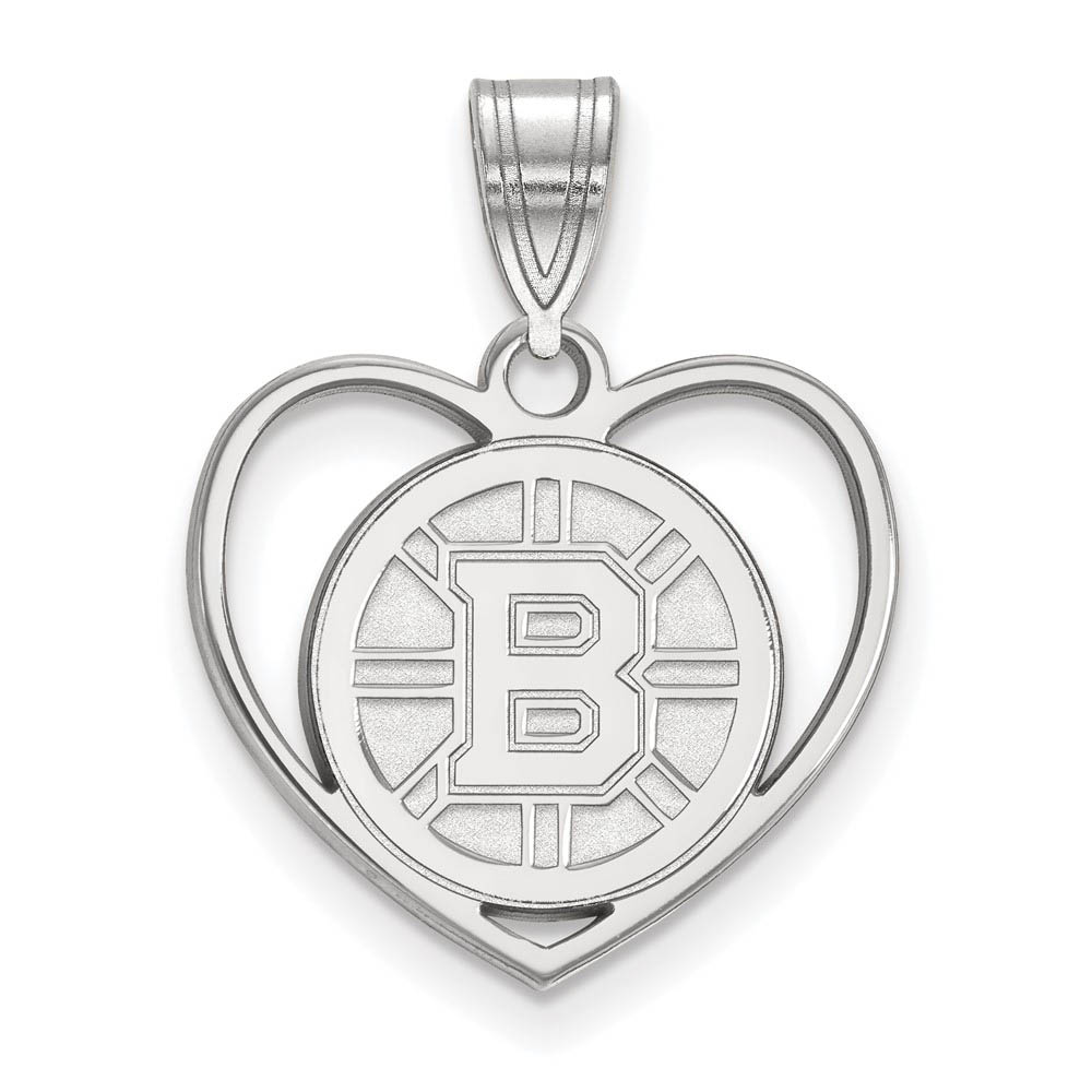 Sterling Silver NHL Boston Bruins Heart Pendant