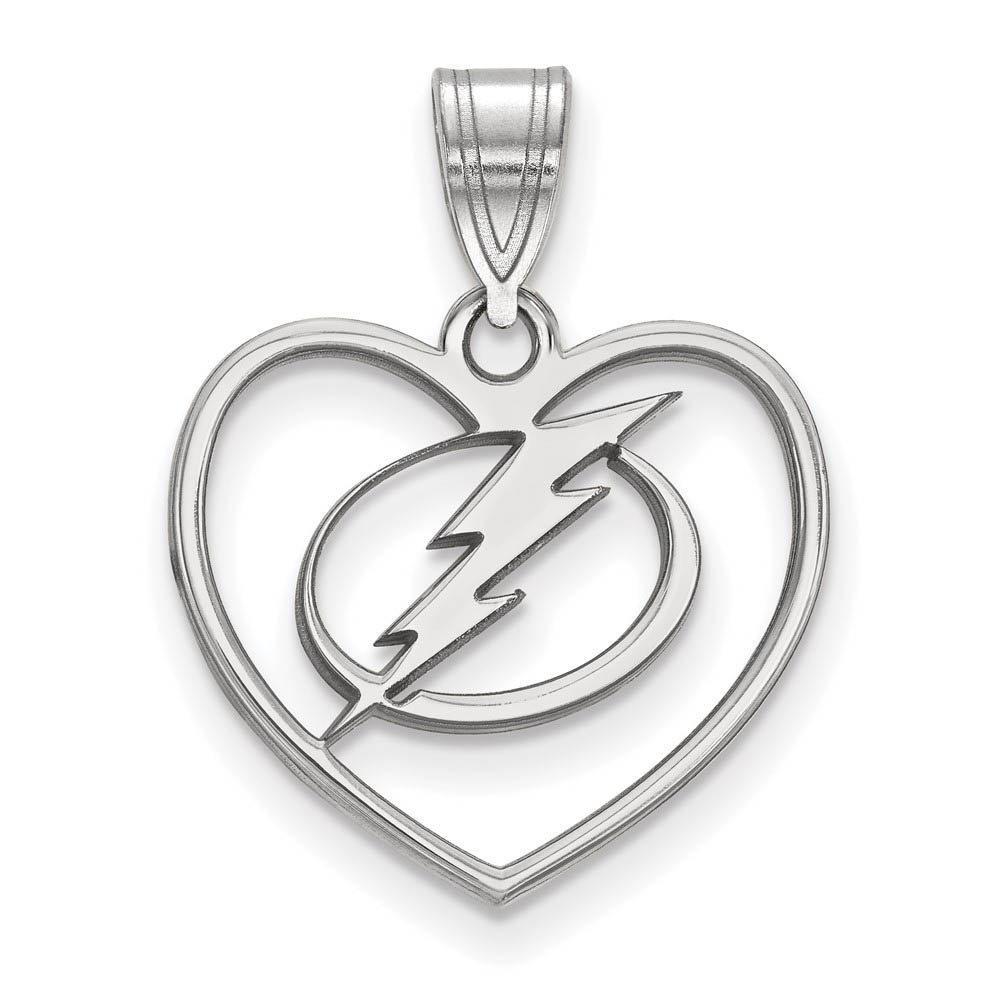 Sterling Silver NHL Tampa Bay Lightning Heart Pendant