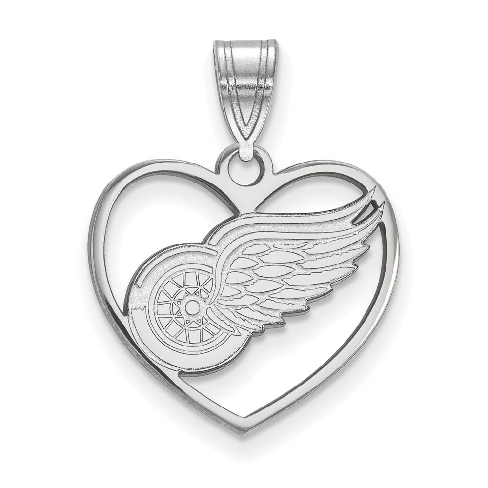 Sterling Silver NHL Detroit Red Wings Heart Pendant