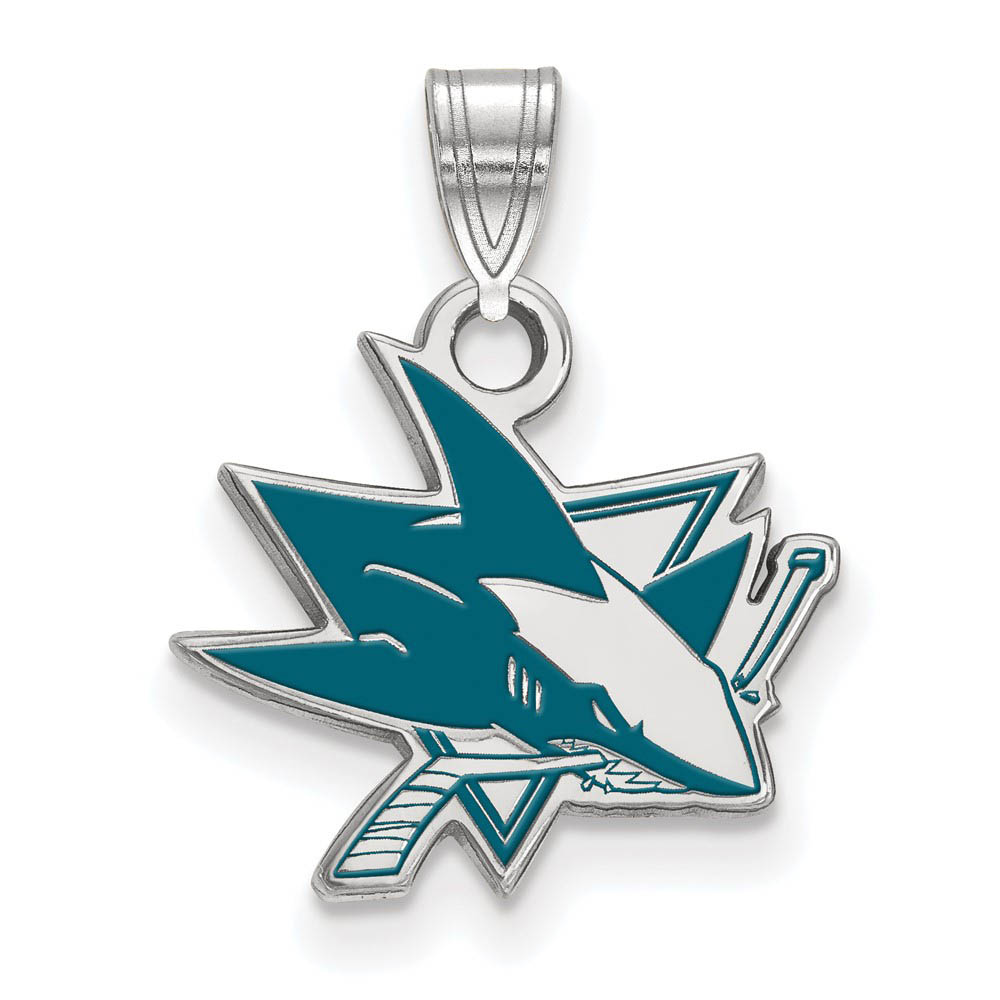 Sterling Silver NHL San Jose Sharks SM Enamel Pendant