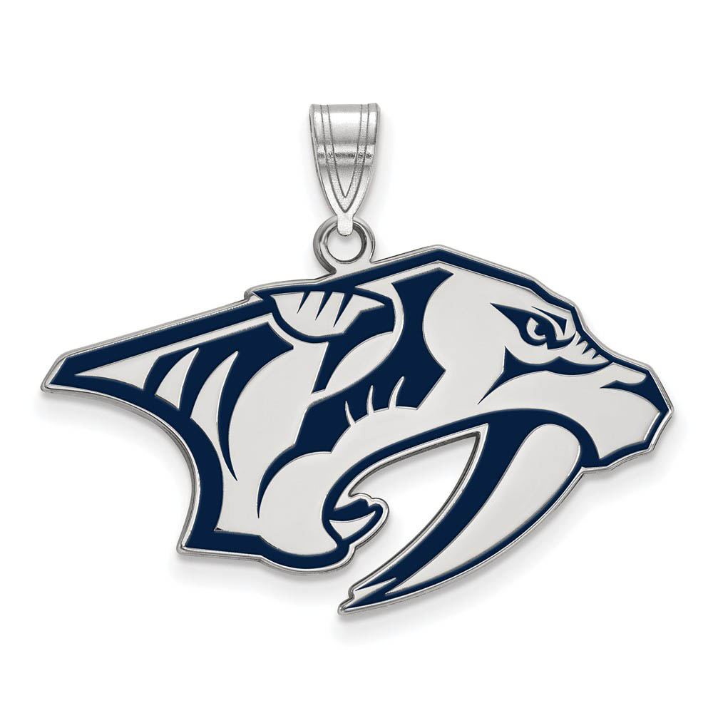 Sterling Silver NHL Nashville Predators LG Enamel Pendant