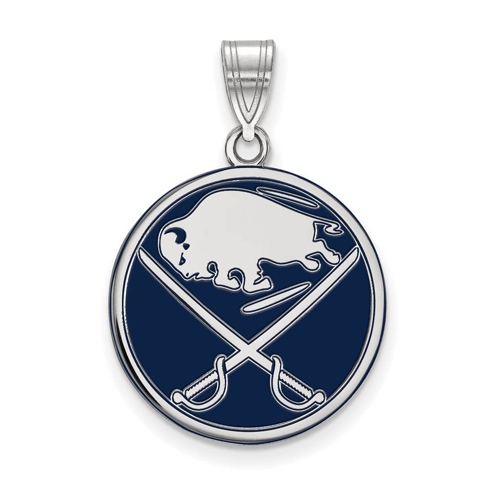 Sterling Silver NHL Buffalo Sabres LG Enamel Disc Pendant