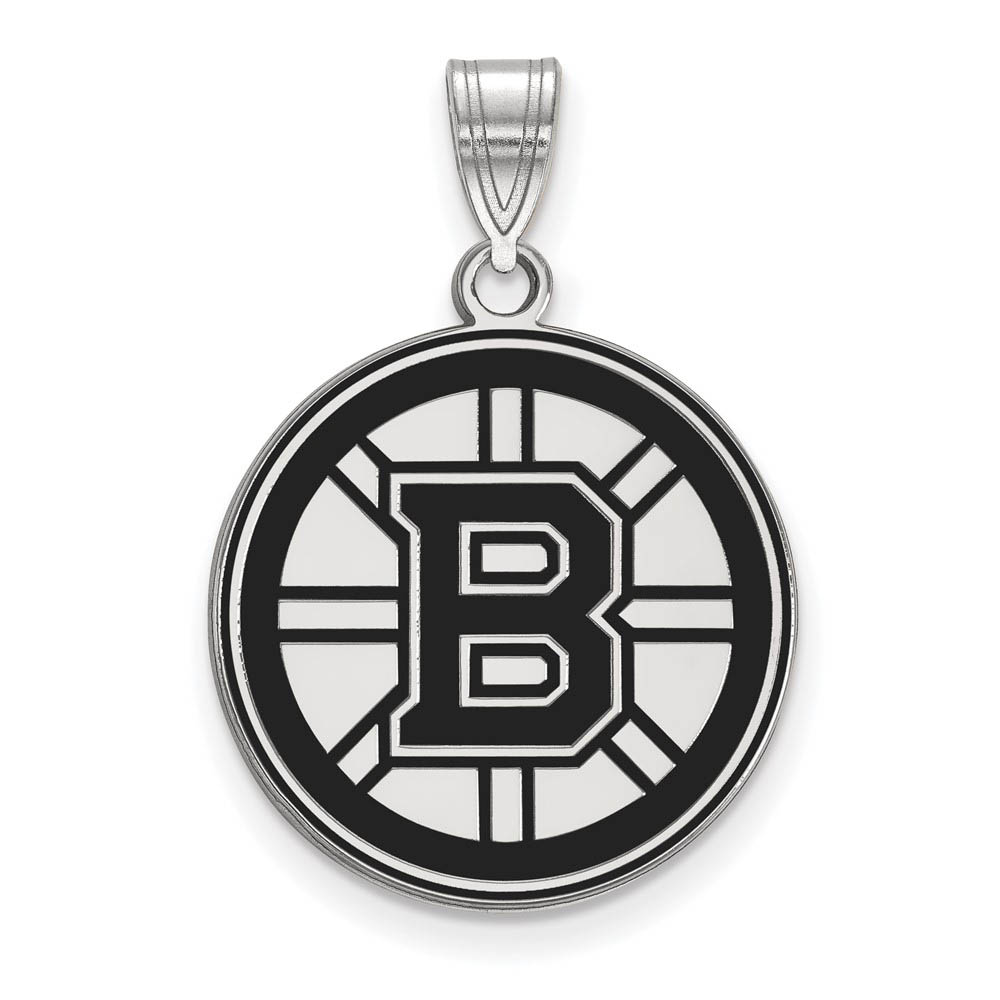 Sterling Silver NHL Boston Bruins LG Enamel Disc Pendant