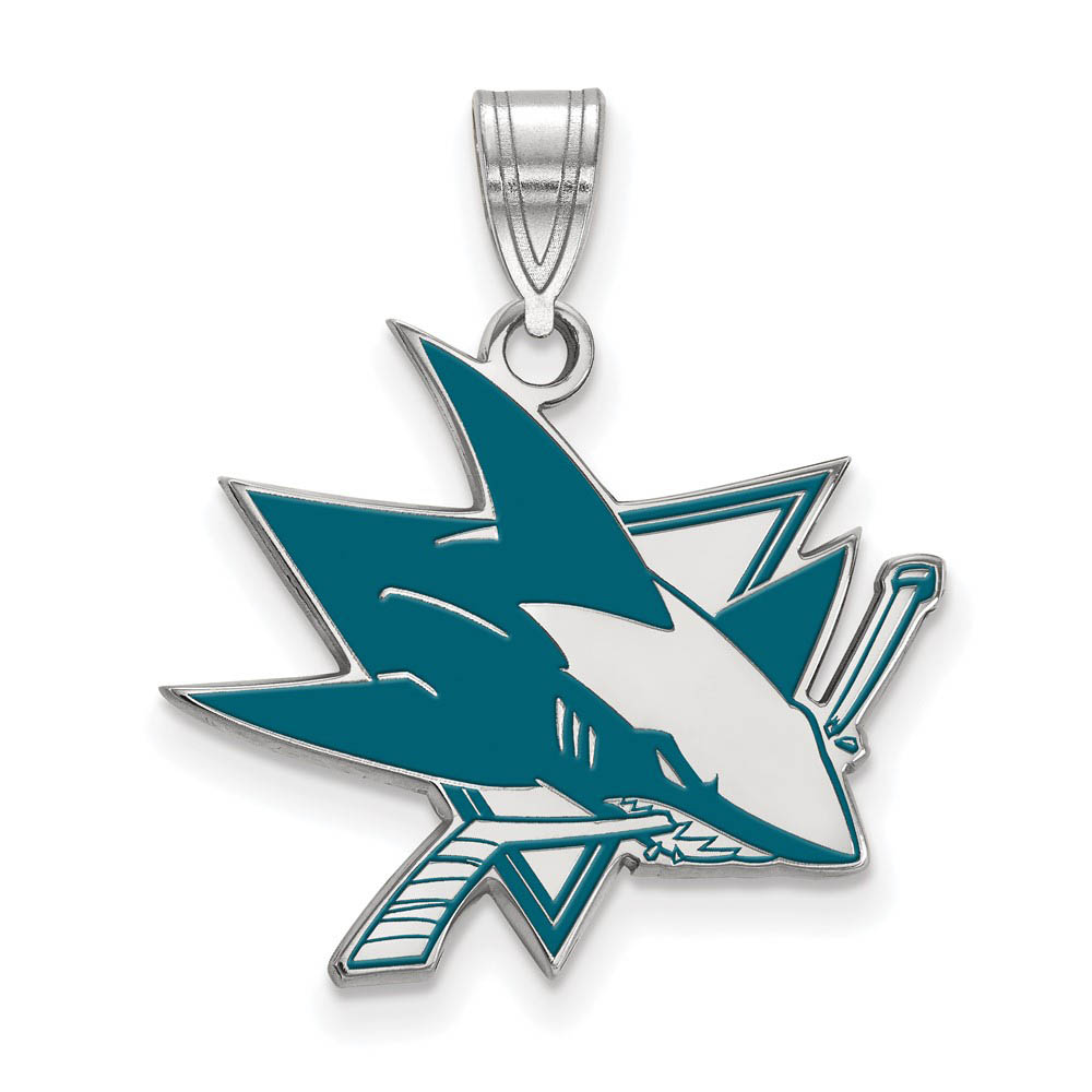 Sterling Silver NHL San Jose Sharks LG Enamel Pendant
