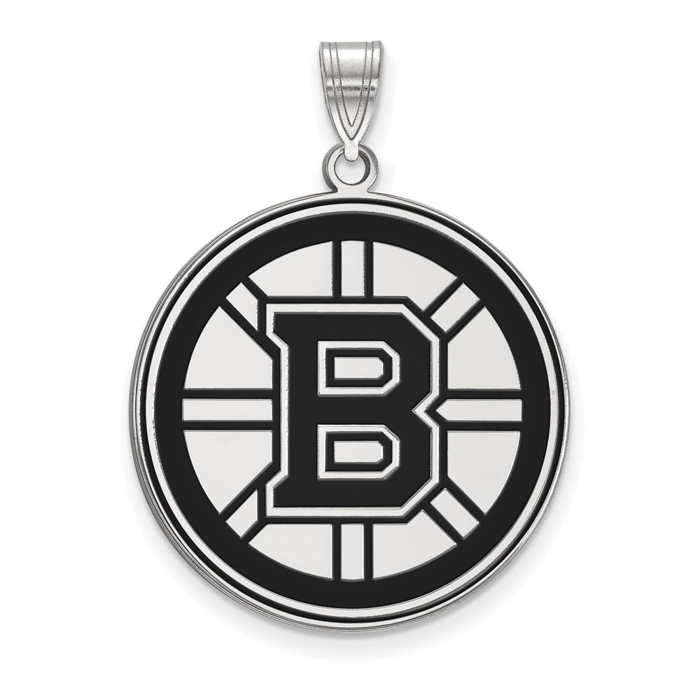 Sterling Silver NHL Boston Bruins Enamel Disc Pendant
