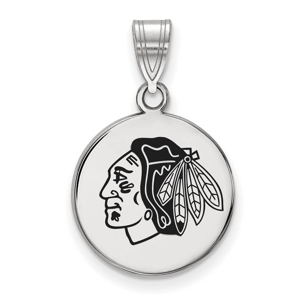 Sterling Silver NHL Chicago Blackhawks MD Enamel Disc Pendant