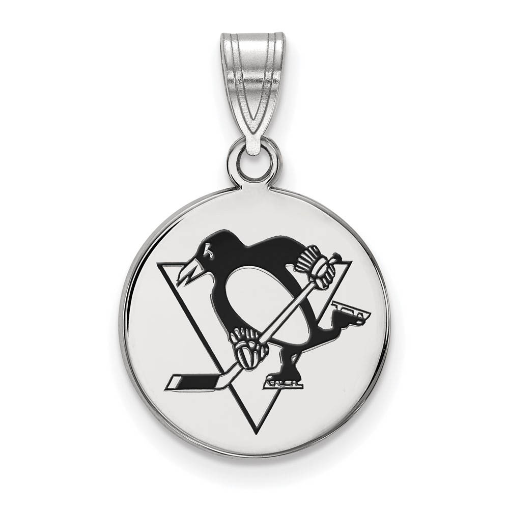 Sterling Silver NHL Pittsburgh Penguins MD Enamel Disc Pendant