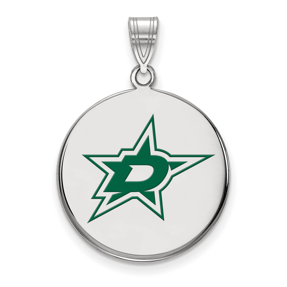 Sterling Silver NHL Dallas Stars LG Enamel Disc Pendant