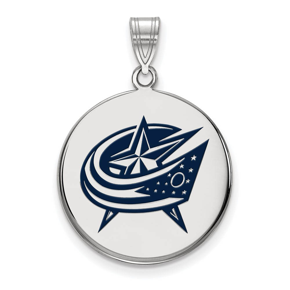 Sterling Silver NHL Columbus Blue Jackets LG Enamel Disc Pendant