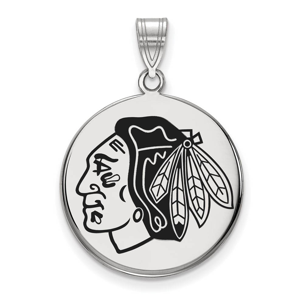 Sterling Silver NHL Chicago Blackhawks LG Enamel Disc Pendant