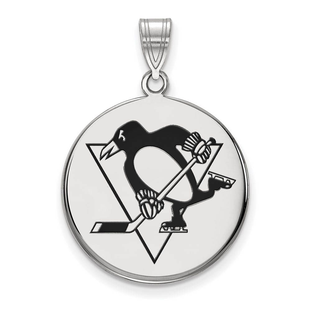 Sterling Silver NHL Pittsburgh Penguins LG Enamel Disc Pendant