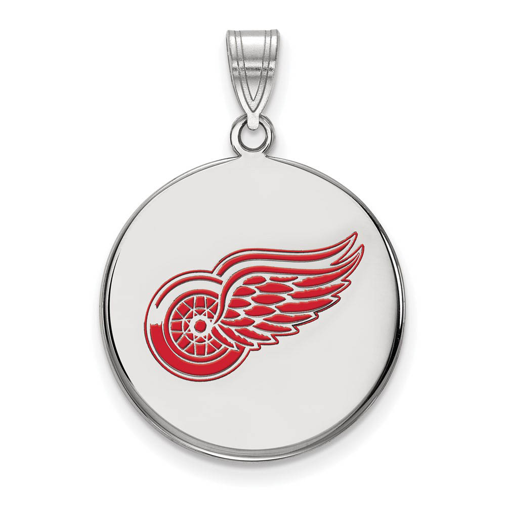Sterling Silver NHL Detroit Red Wings LG Enamel Disc Pendant