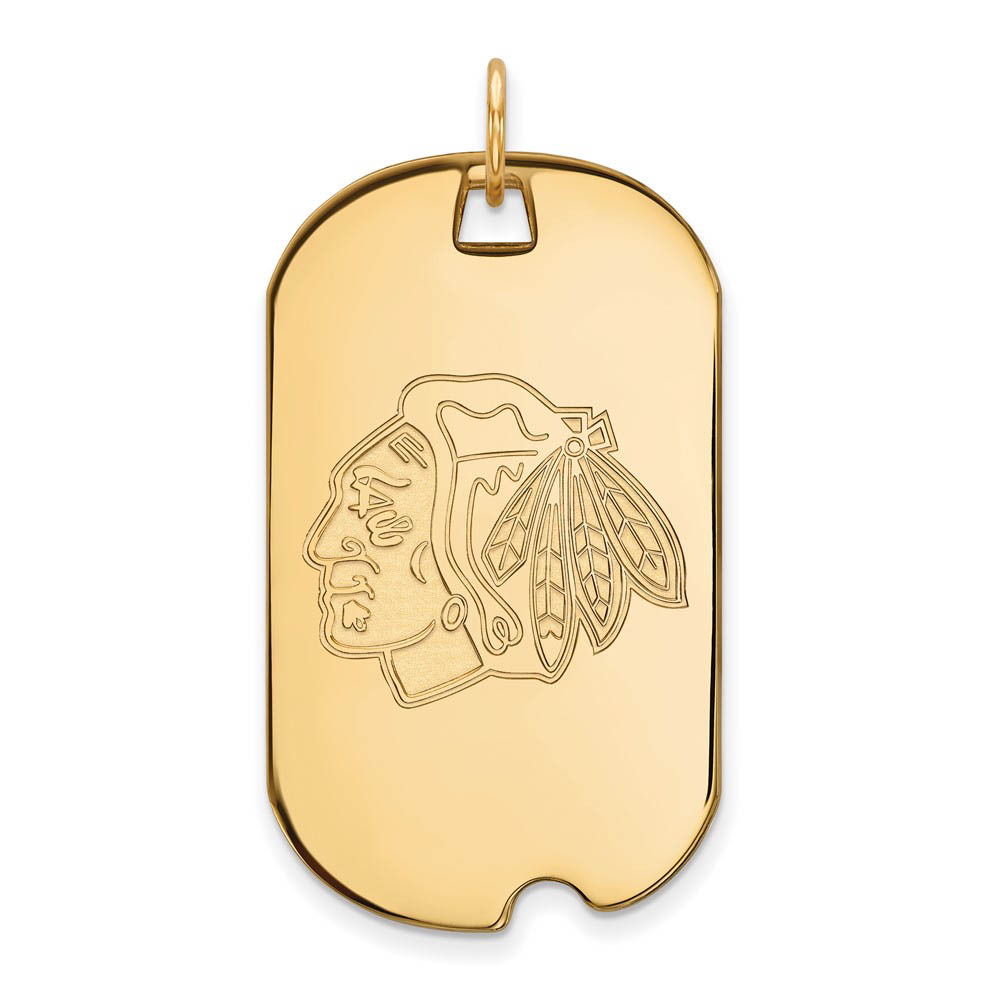 10k Yellow Gold NHL Chicago Blackhawks Dog Tag Pendant