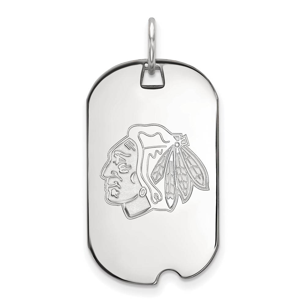 14k White Gold NHL Chicago Blackhawks Dog Tag Pendant