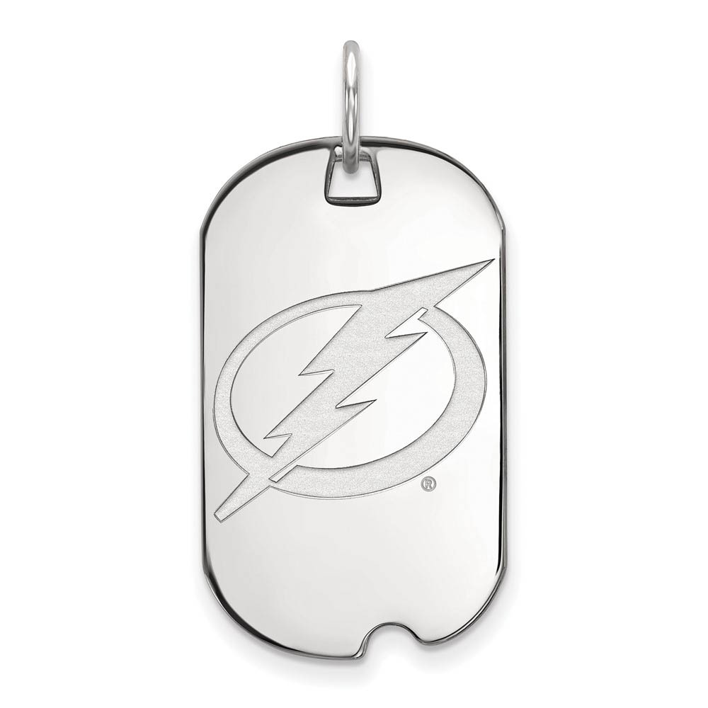 14k White Gold NHL Tampa Bay Lightning Dog Tag Pendant