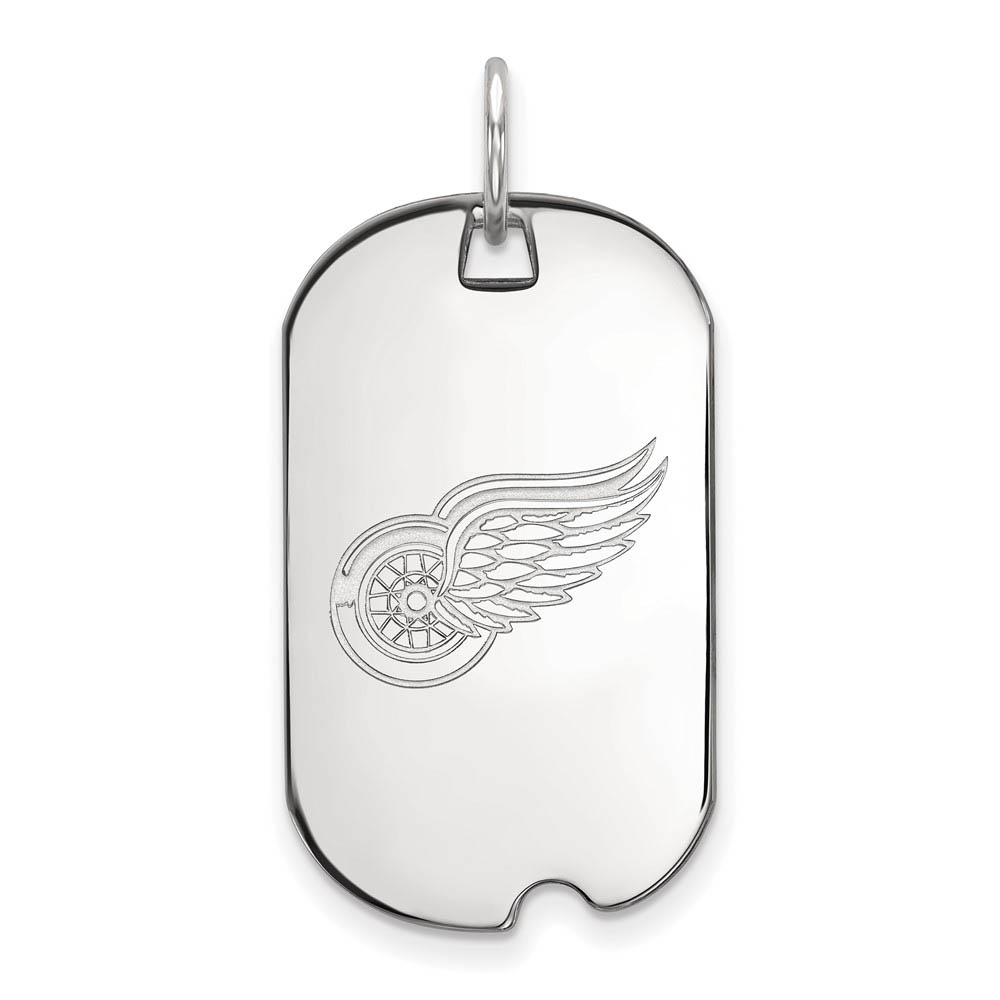 14k White Gold NHL Detroit Red Wings Dog Tag Pendant