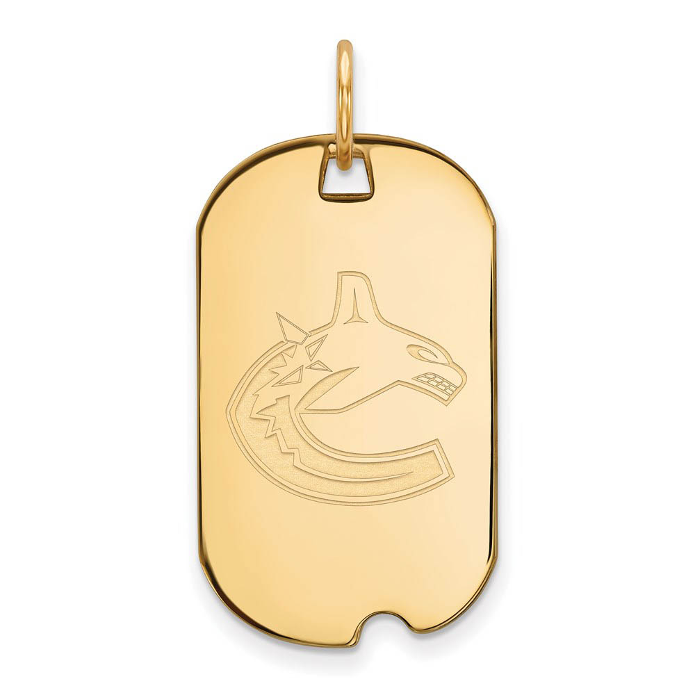 SS 14k Yellow Gold Plated NHL Vancouver Canucks Dog Tag Pendant