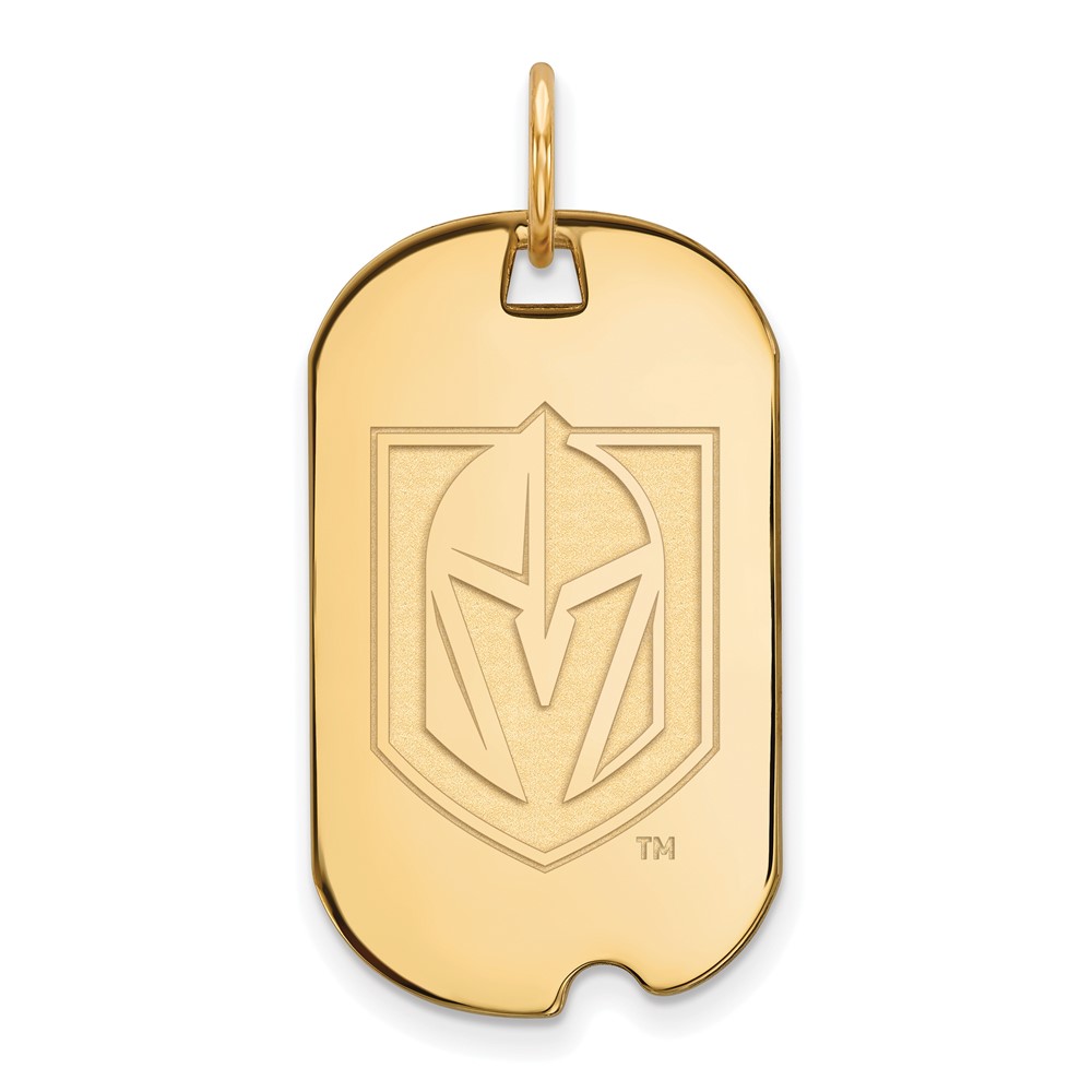 SS 14k Yellow Gold Plated NHL Golden Knights Dog Tag Pendant