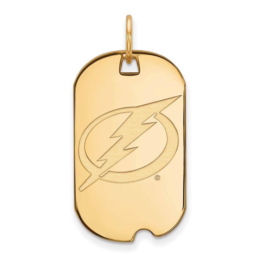 SS 14k Yellow Gold Plated NHL Tampa Bay Lightning Dog Tag Pendant