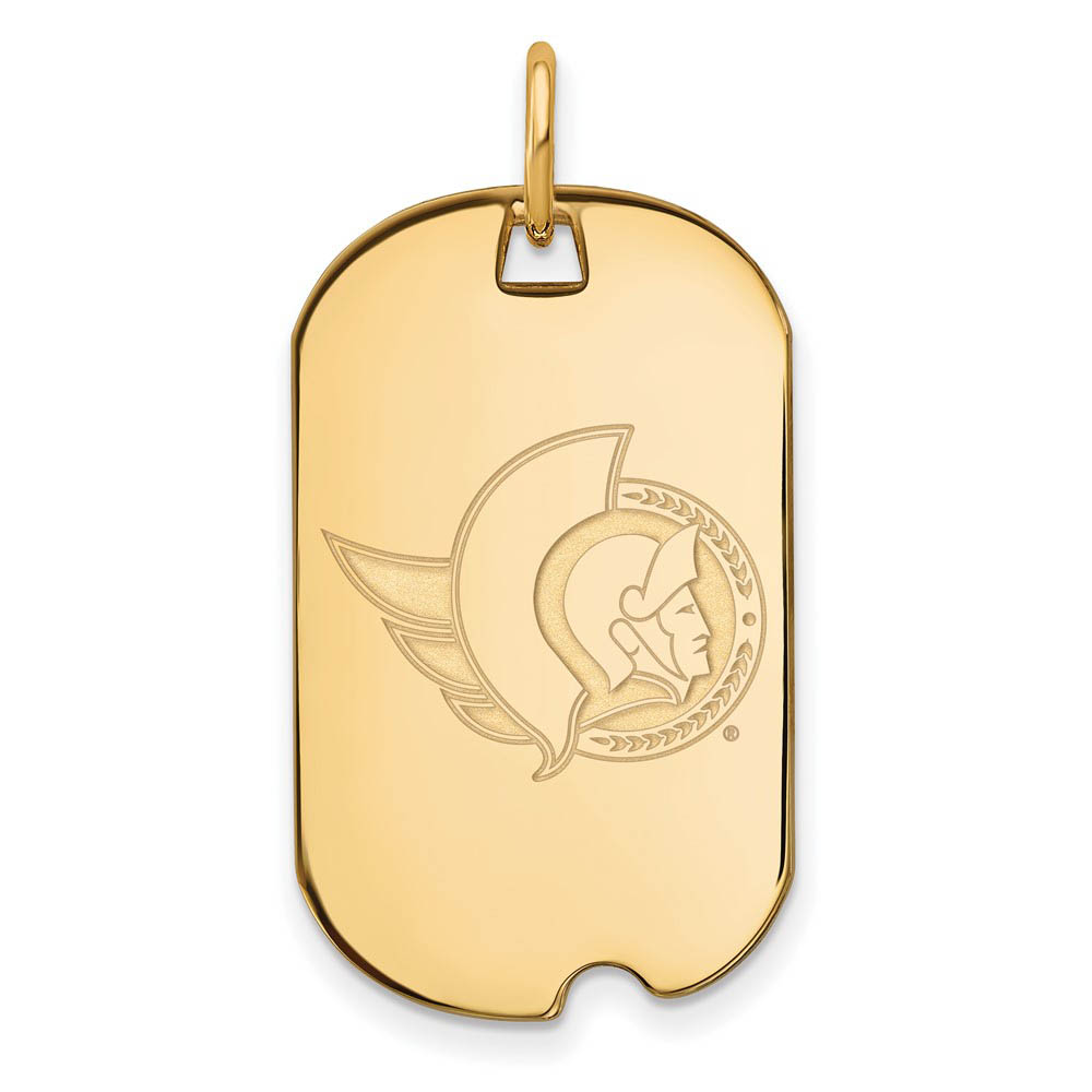SS 14k Yellow Gold Plated NHL Ottawa Senators Dog Tag Pendant