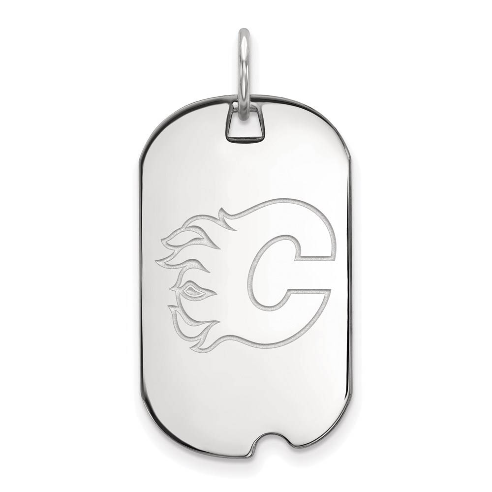 Sterling Silver NHL Calgary Flames Dog Tag Pendant