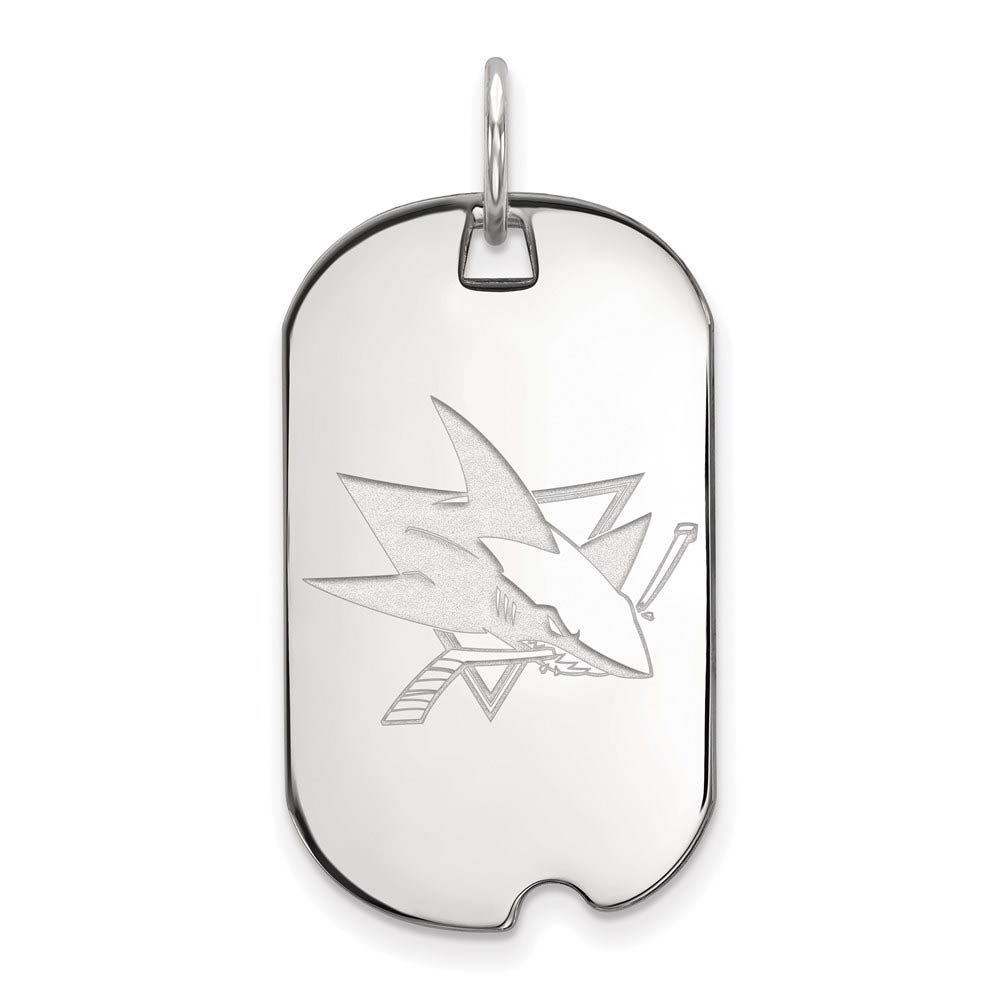 Sterling Silver NHL San Jose Sharks Dog Tag Pendant