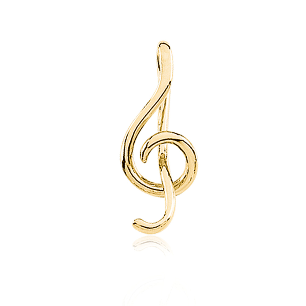 14k Yellow Gold Treble Clef Music Pendant