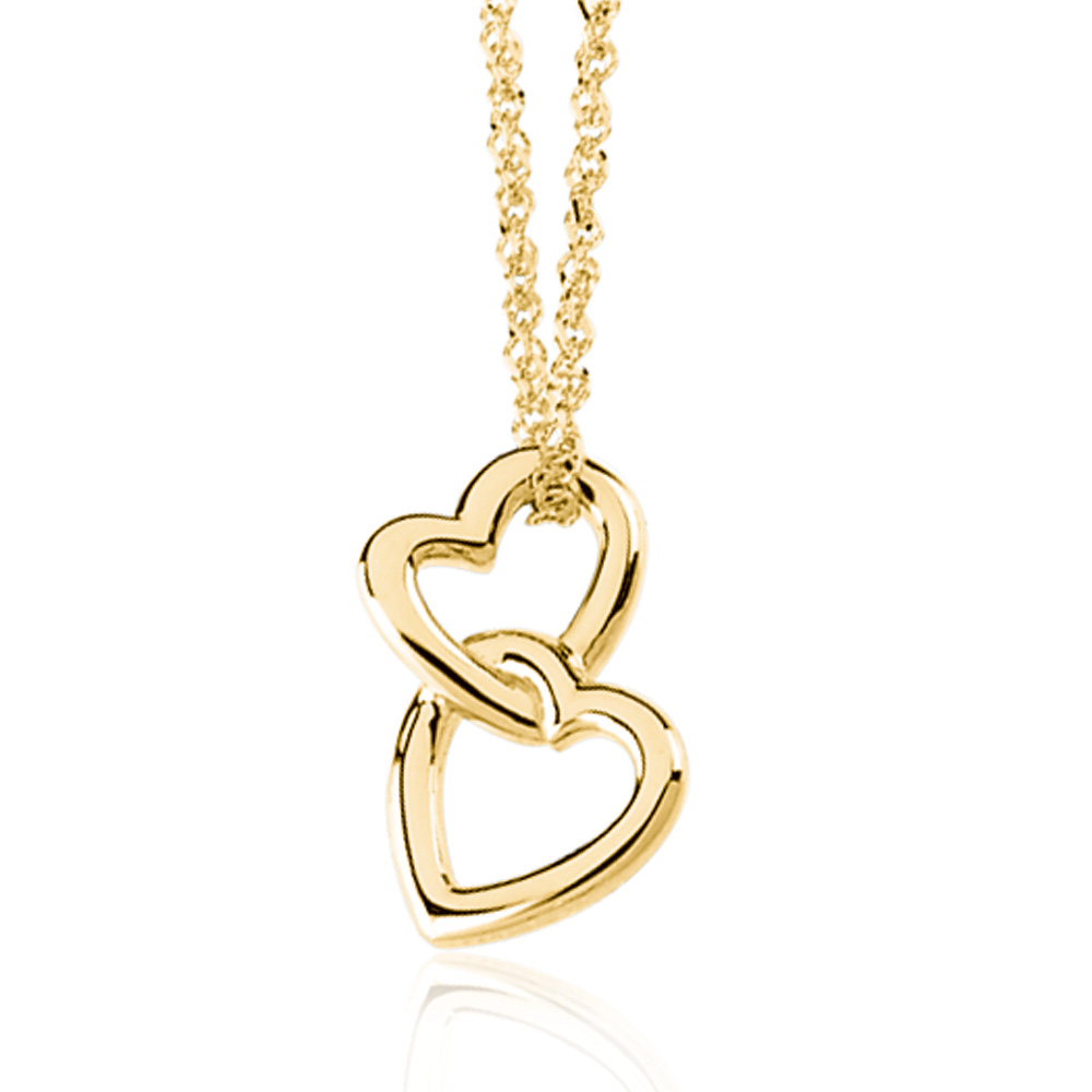 14k Yellow Gold Double Heart Pendant