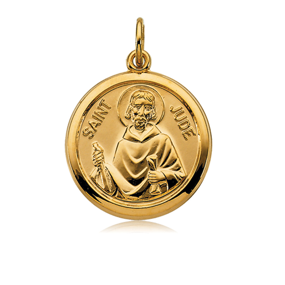 14k Yellow Gold St. Jude Medal Charm, 16mm (5/8 inch)