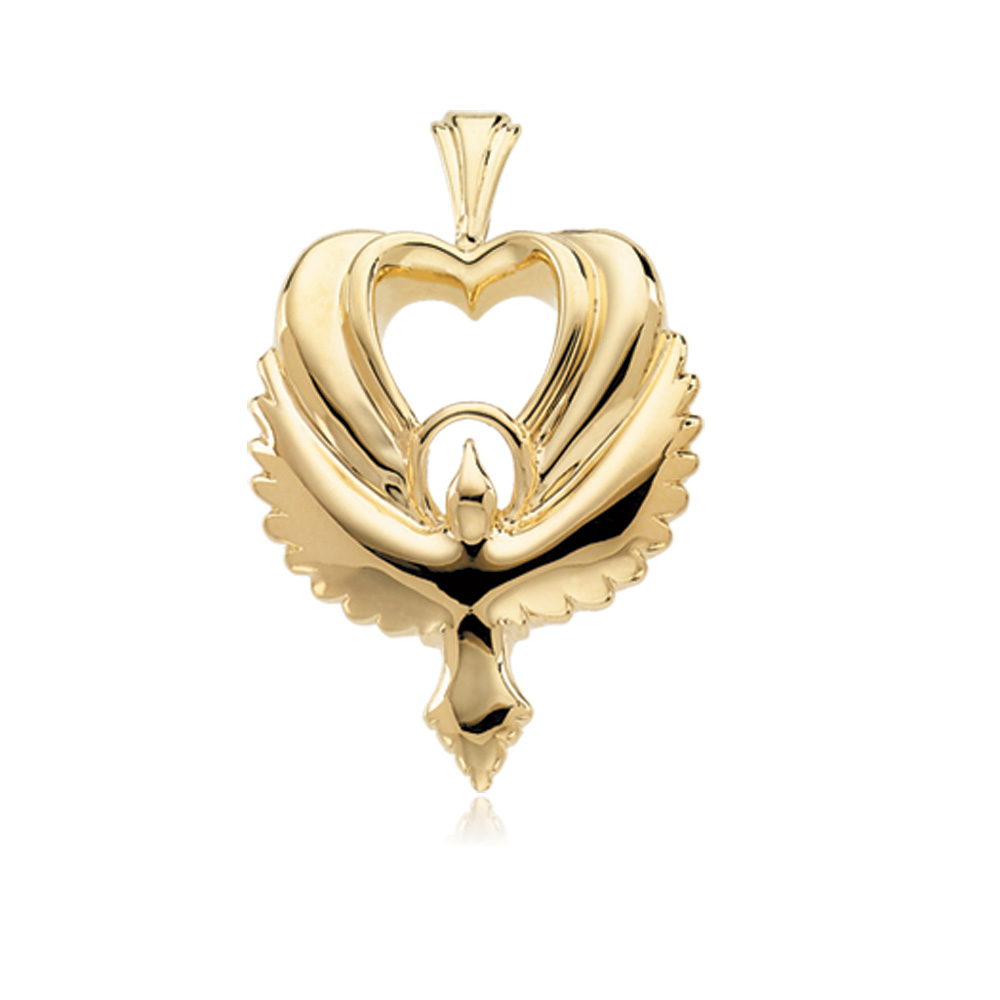 14k Yellow Gold Dove Heart Pendant