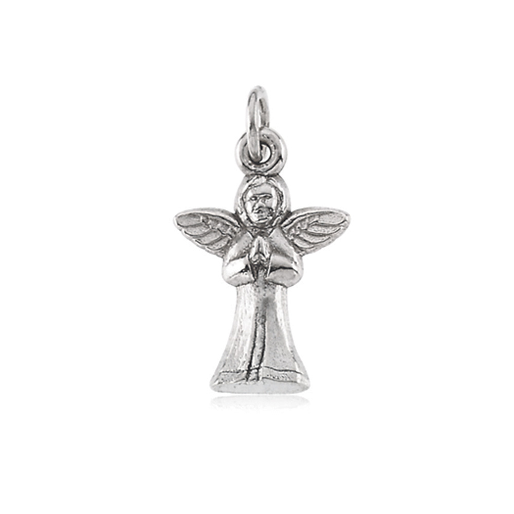 14k White Gold Praying Angel Pendant