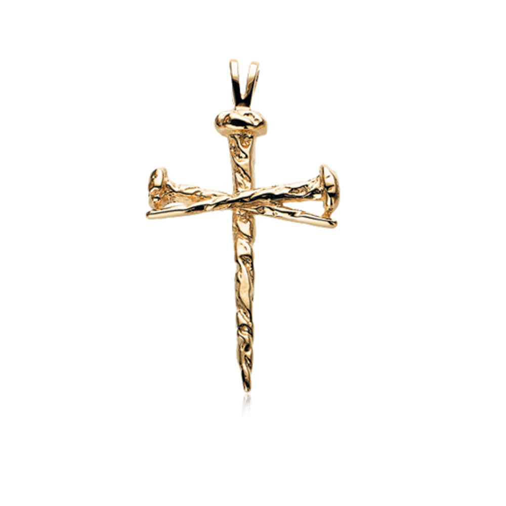 14k Yellow Gold Nail Cross Pendant