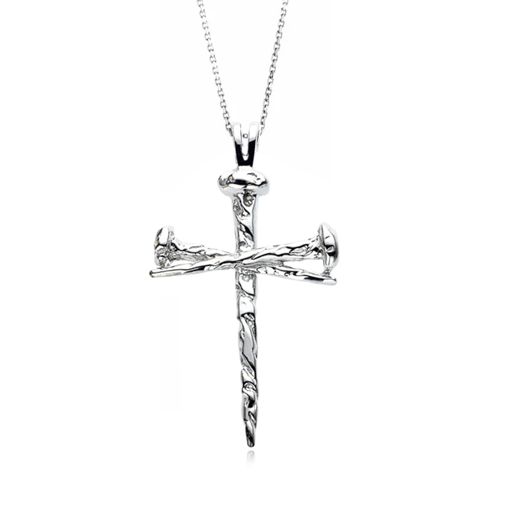 Ladies Sterling Silver Nail Cross Necklace