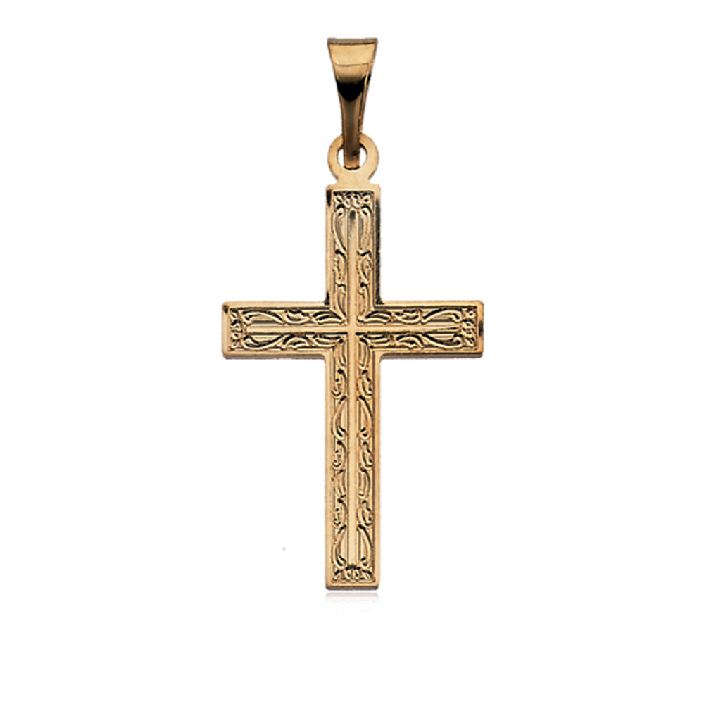 14k Yellow Gold Scrolled Cross Pendant