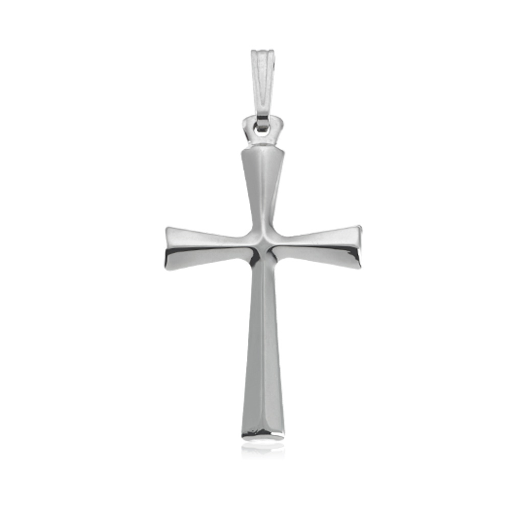 Sterling Silver Contemporary Hollow Cross Pendant, 19 x 35mm